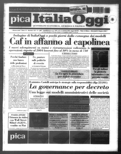 Italia oggi : quotidiano di economia finanza e politica